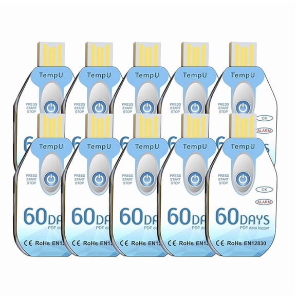 Temperature Data Logger USB Disposable PDF Temp Recorder Thermometer Logger TempU02 60 Days for Cold Chain 10 Pack