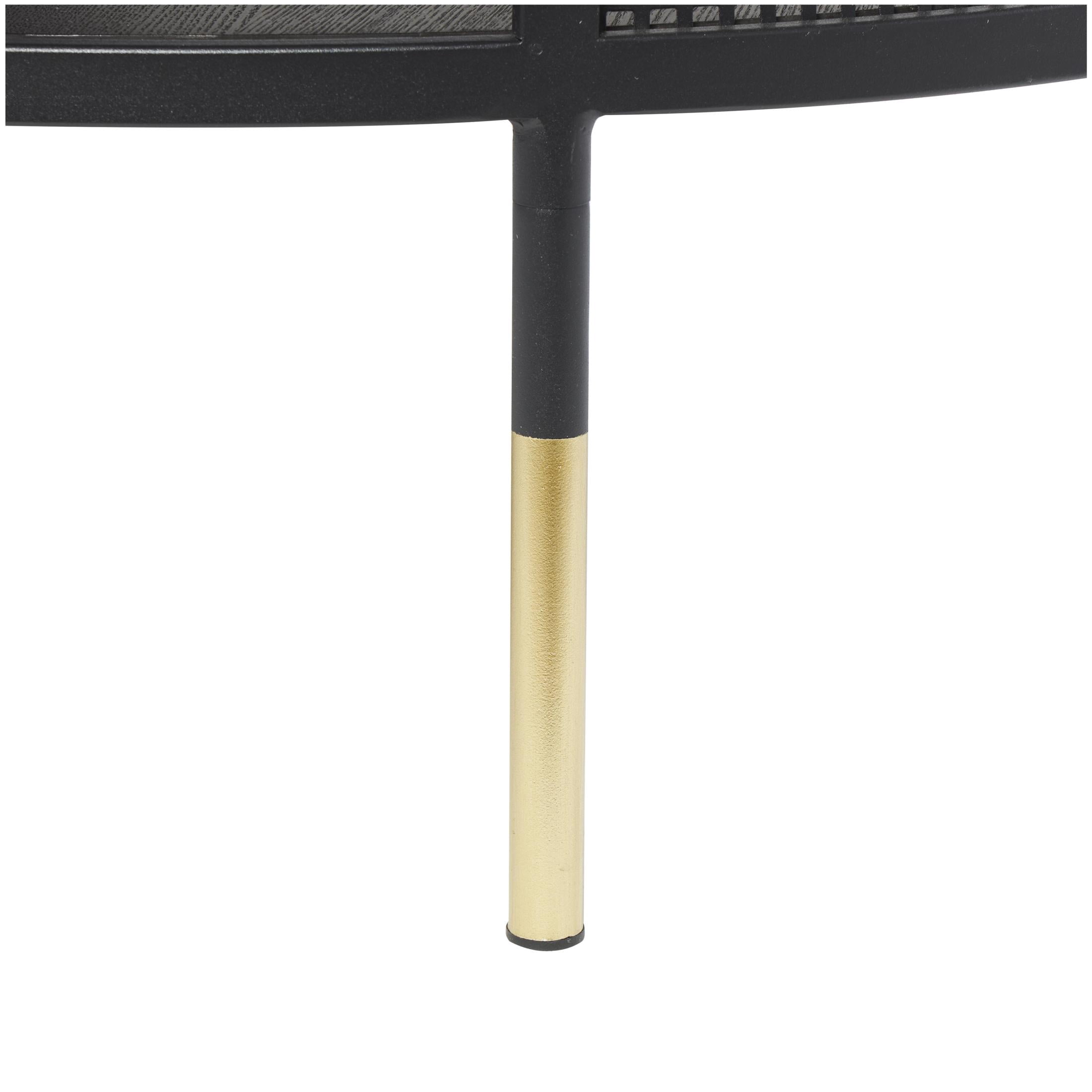 DecMode 32" x 17" Black Metal Open Grid Frame Geometric Coffee Table with Gold Legs, 1-Piece