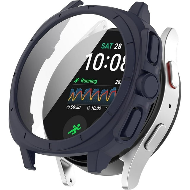 KOMI Compatible pour Samsung Galaxy Watch 7 44mm 40mm Accessoires de Étui, Pare-Chocs Rigide Résistant aux Impacts Antichoc Protecteur Tout Autour Bord Face Couverture Galaxy Watch 7 Étui Femmes Hommes (Bleu, 40mm)