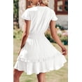 thumbnail image 2 of Vestido PRETTYGARDEN 2025 de escote en V, manga corta, color blanco, talla L, 2 of 5