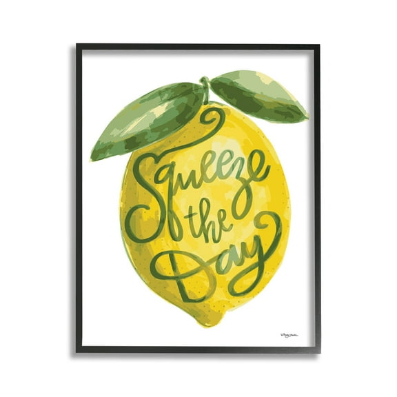 Stupell Industries Minimal Squeeze The Day Food & Beverage Painting Black Framed Art Print Wall Art, 11 x 14