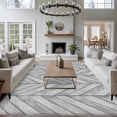 thumbnail image 3 of Gray Wood Grain Area Rugs 6'x9', Washable Small Throw Rugs for Kitchen Dining room, Retro Minimalist Geometric Art Indoor Outdoor Rug Non-Slip Low Pile Carpet Runner Reversible Floor Mats, 3 of 8