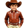 thumbnail image 4 of FYDUU Boys Shirts Kids Western Cowboy Shirt Retro Long Sleeve Button Down Shirts Fashion Tops For Children Comfortable Fit Shirts 4-5 Years, 4 of 4
