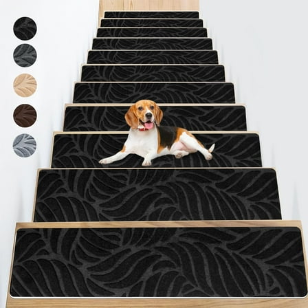 Kaskawise 8" X 30" (15 Pack) Non Slip Stair Carpet Treads for Wood Steps, Indoor Stair Mats Covers with Adhesive, Anti-Slip Stair Runner Rug for Kids Elders and Dogs