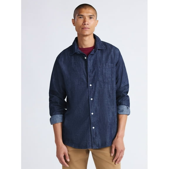 Free Assembly Men's Denim Shirt, Sizes XS-3XL