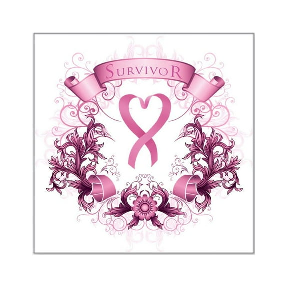 CafePress - Survivor Pink Heart Ribbon Sticker - Square Sticker 3" x 3"