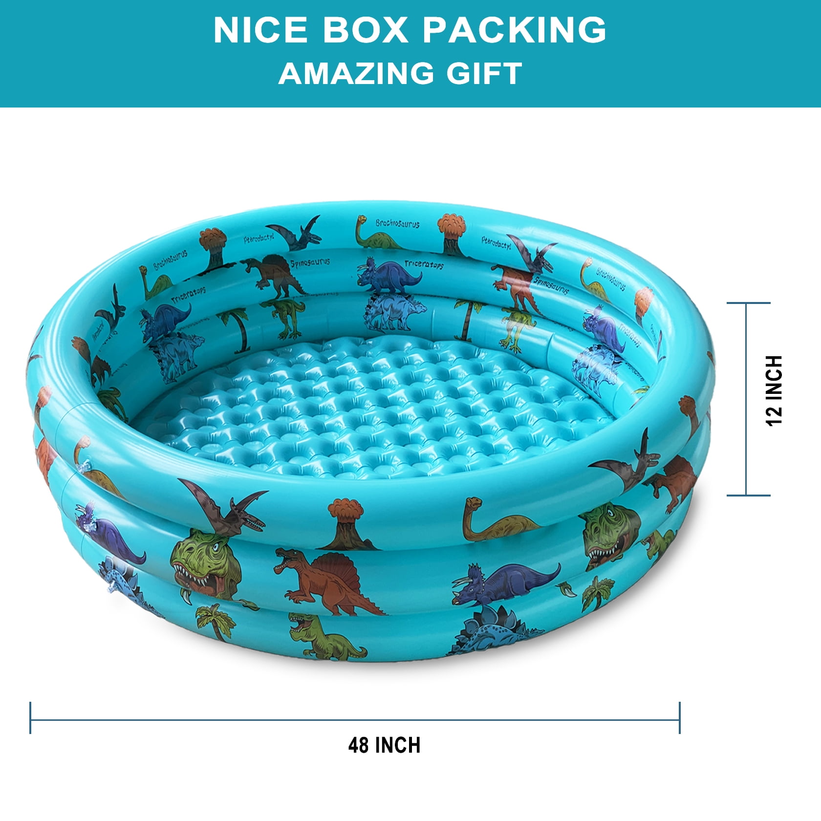 10Leccion Inflatable Kids Pool, Dinosaur Swimming Pool for Toddler, Round Baby Pool(48"*12"), Baby Pool