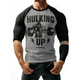 thumbnail image 2 of GYMISH RAGLAN Hulking Up Workout Gym T-Shirt – Funny Gym Shirt for Men, Men's Fitness Tee, Bodybuilding & Weightlifting Apparel, 2 of 6