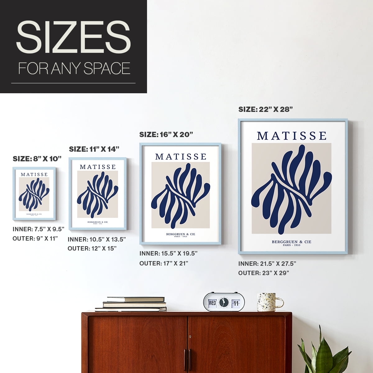 Matisse CDXII in Blue Solid Wood Framed Print No Nail Hanging