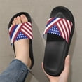 thumbnail image 3 of Psesaysky Women's Casual Sandals with Flag Stripes Summer Outdoor Slip-on Sandals House Slipper Comfortable Lightweight Slippers for Family Black Sole Size 7.5, 3 of 7