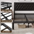 thumbnail image 4 of Lifezone Bed Frame with Upholstered Headboard, Queen, Metal Support, No Box Spring Needed, Modern Black, 4 of 7