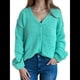 thumbnail image 3 of Suéter Tipo Cárdigan con Botones para Mujer, de Otoño, Holgado e Informal, de Punto Azul y Verde S, 3 of 9
