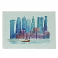 thumbnail image 1 of NYC Scene Cutting Board, Aquarelle Drawing Downtown Skyline and a Boat in the River Famous Landmark Print, Decorative Tempered Glass Cutting and Serving Board, in 3 Sizes, by Ambesonne, 1 of 2