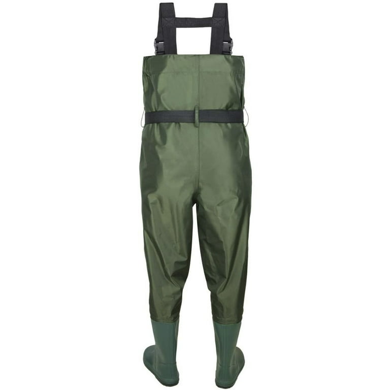 Lovote Chest Waders Fishing Hunting Wader Cleat Bootfoot Waterproof Nylon/PVC with Non-Slip Boots, adult Unisex, Size: US 12, Green