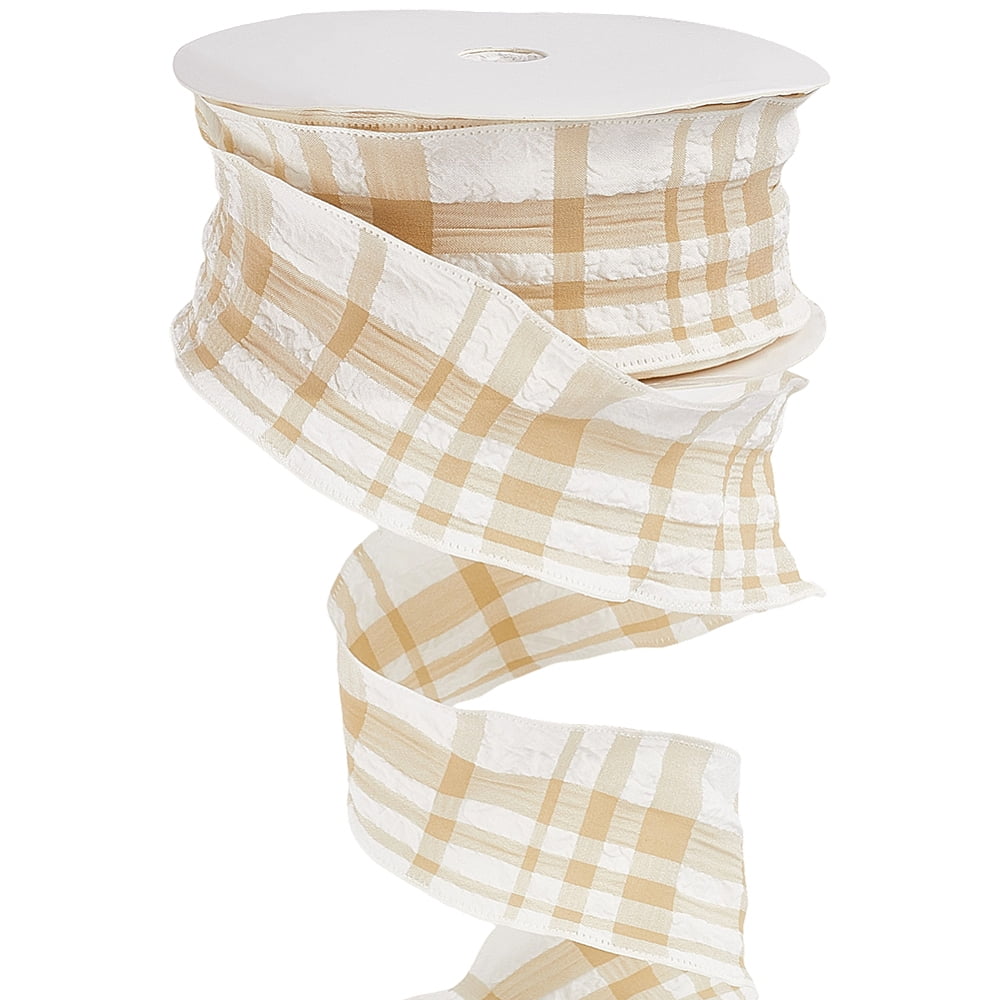 1 Set 1 Roll Polyester Ruffled Ribbon Pleated Tartan Ribbon for Wedding Gift PeachPuff 1-1/2 inch(38mm) about 20.00 Yards(18.29m)/Set