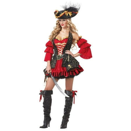 California Costumes Women's Eye Candy - Spanish Pirate Adult, Black/Red, Large