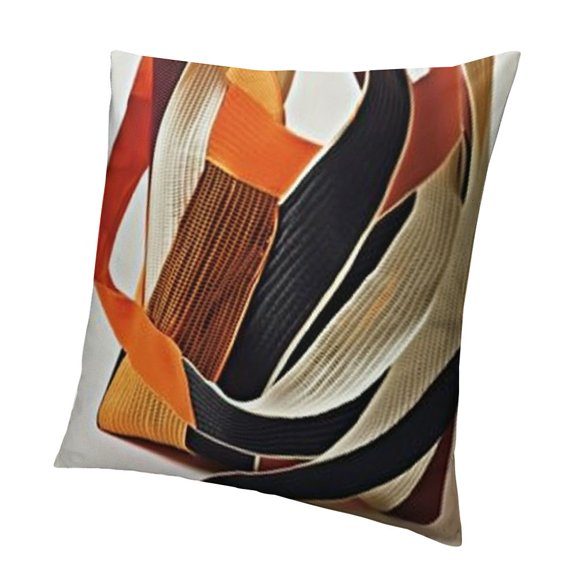 BANET Living Room Sofa Decorative Pillow Cover, Double-Sided Printed Pattern, Nordic Style Abstract Geometry Orange Cushion Cover, Bedroom Bed Pillowcase White