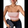 thumbnail image 2 of Tops de Tubo para Mujer, Tops Cortos Sin Tirantes, Básicos, Sin Espalda, Sin Mangas, Bandeau, Atuendos Bonitos para Salir de Verano 2025. Rosa S, 2 of 7