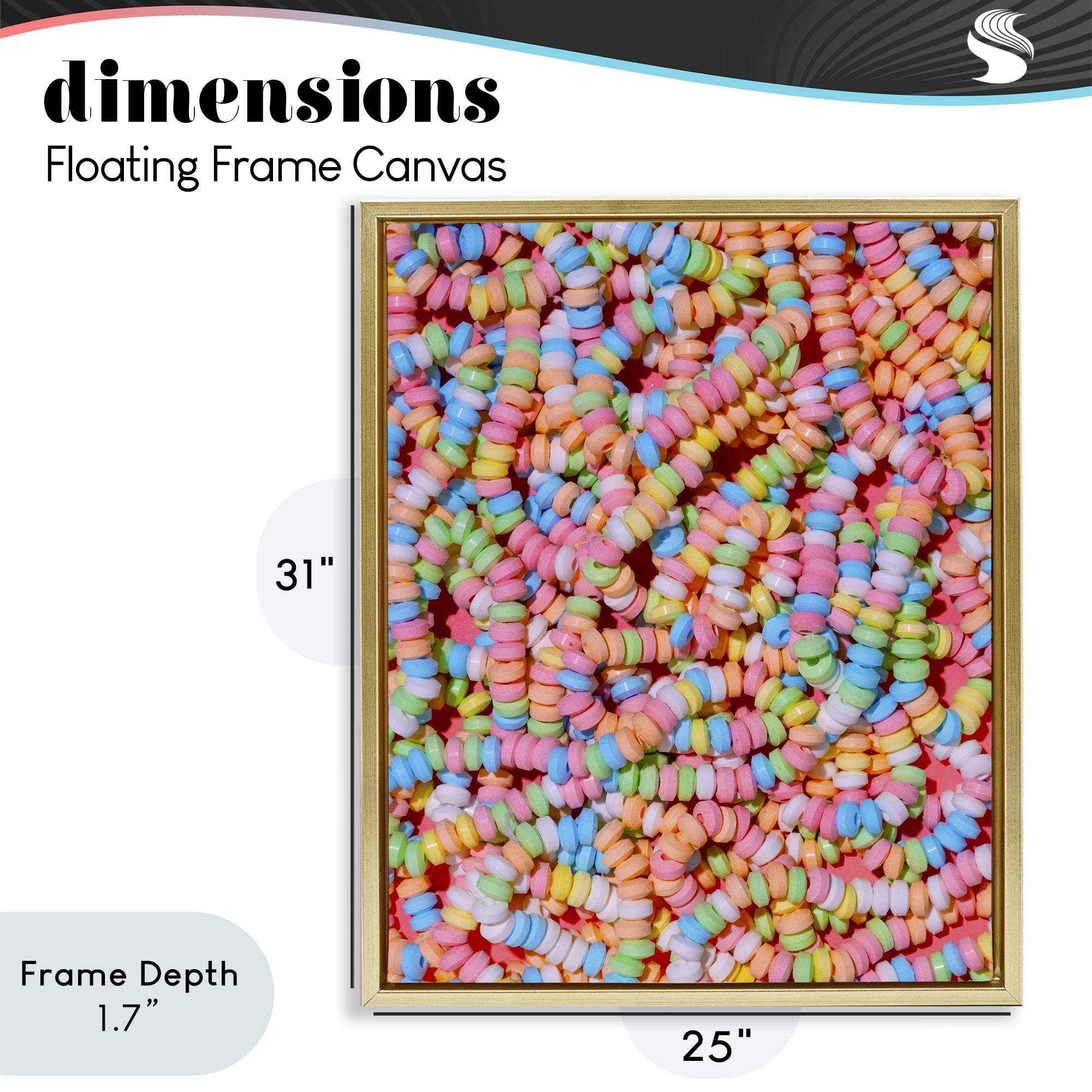 Stupell Industries Pastel Candy Necklace Gold Framed Floater Canvas Wall Art, design by LISH Creative