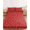 thumbnail image 2 of Queen Size Fitted Sheet Set - Southwestern 3 Piece Bedding Sets 16" Deep Pocket Fitted Sheet with 2 Pillowcases, Red Paisley Print Vintage Rustic Brushed Microfiber Hotel Luxury Bed Sheets, 2 of 9