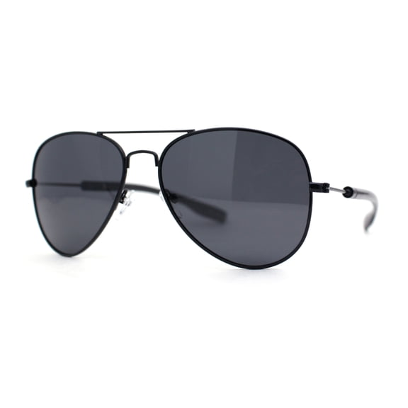 Classic Tear Drop Shape Luxury Aviator Metal Rim Sunglasses All Black