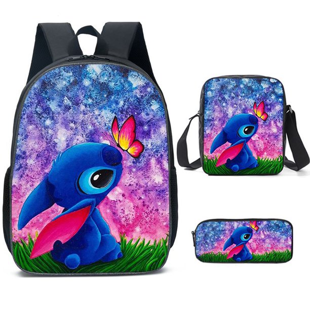Nueva Mochila Escolar De 3 Piezas De Stitch De Dibujos Animados/De Escuela Secundaria Primaria Encantadora Para Estudiantes