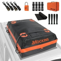 Mockins 20 Cu Ft. Orange Waterproof Roof Top Cargo Bag  (53"x40"x17") with Roof Pad, Straps, Hooks, Lock & Carry Bag
