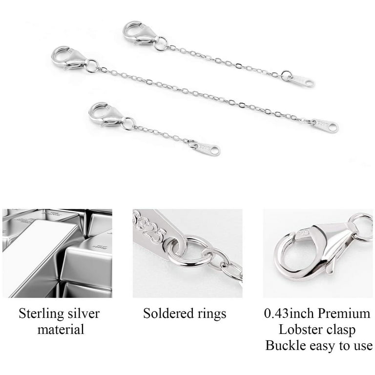 925 Sterling Silver Necklace Extender - 2, 3, 4 Adjustable Chain  Extension