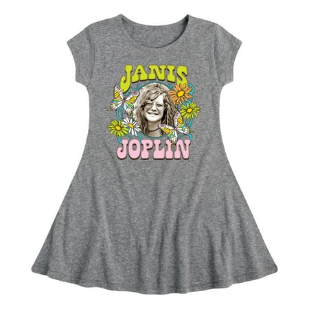 

Janis Joplin - Butterfly And Flowers - Toddler And Youth Girls Fit And Flare Dress