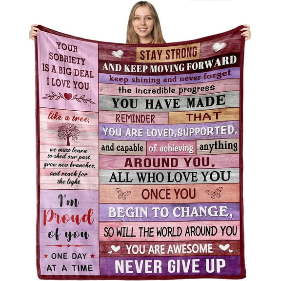 Sobriety Gifts Blanket, Sober Gifts for Women Men, Inspirational Gifts for Him Her, Addiction Recovery Gifts, Personality Encouragement Gift Throw Blankets 50x60 (Sober Gifts-A)