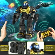 Huge Wave Kids RC Robot Toys Aged 4-8 Year, Smart Talking, Dancing and Walking, Programmable Robot, Interactive Gesture Sensing, Remote Control Toys Christmas Gifts for Kids, Gold