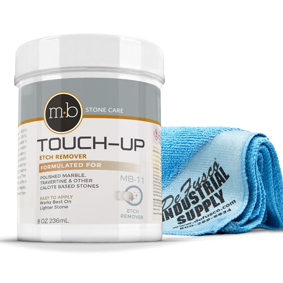 MB-11 Marble Polishing Powder with Microfiber Cloth - Spot Polish Water Stains, Rings or Etches to Restore Marble, Travertine, Limestone or Onyx