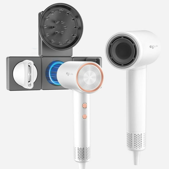 SCi Life High Speed Ionic Hair Dryer, 110,000 RPM Brushless Motor for Fast Drying, 1400W 4Temps /2Speeds Low Noise (White with Holder)