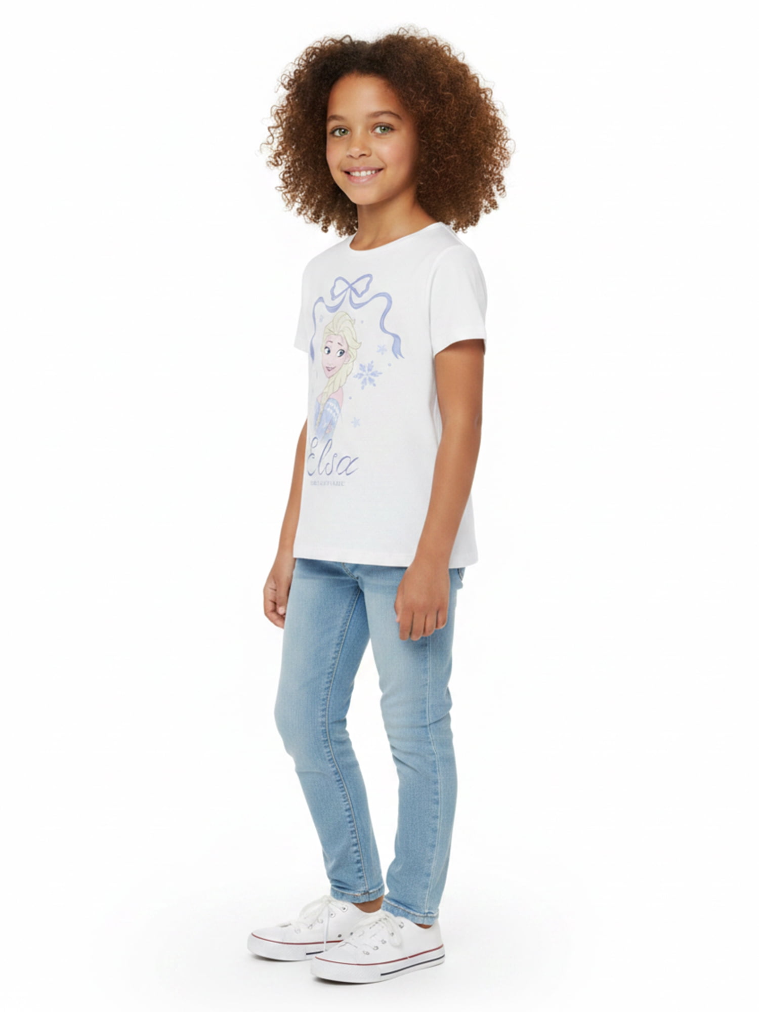 Frozen, Girls' Short Sleeve T-Shirt, Elsa Bow Portrait, Sizes 4-16