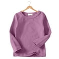 thumbnail image 6 of alcepopk Girls Long Sleeve T Shirts Kids Fall Tops Crewneck Basic Tees(Purple,9-10 Y), 6 of 7