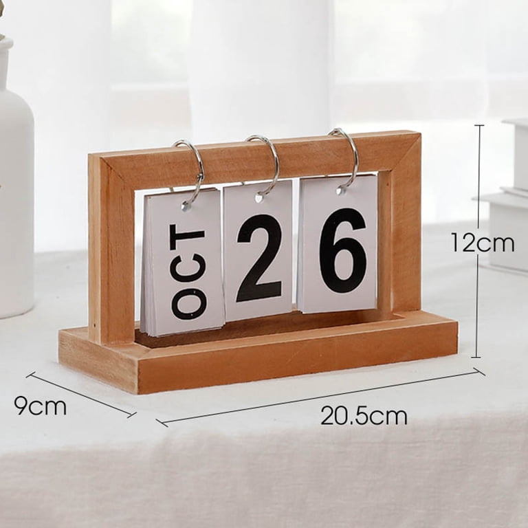 1 Pcs Wooden Flip Calendar Perpetual Desktop Office Diy Yearly Planner  Calendar New - Walmart.com