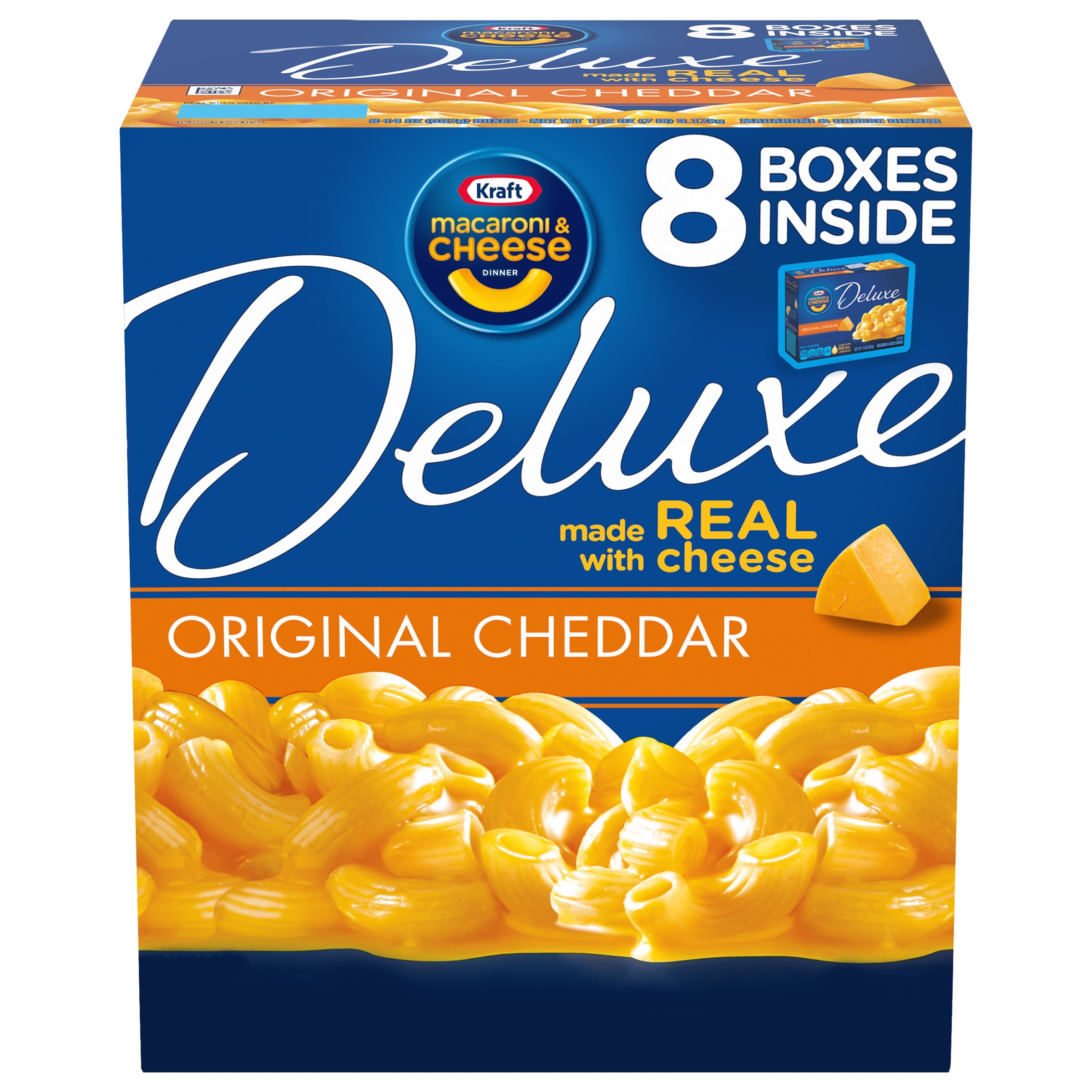 Kraft Deluxe Original Cheddar Mac and Cheese Dinner, 8 ct 14.0 oz Box