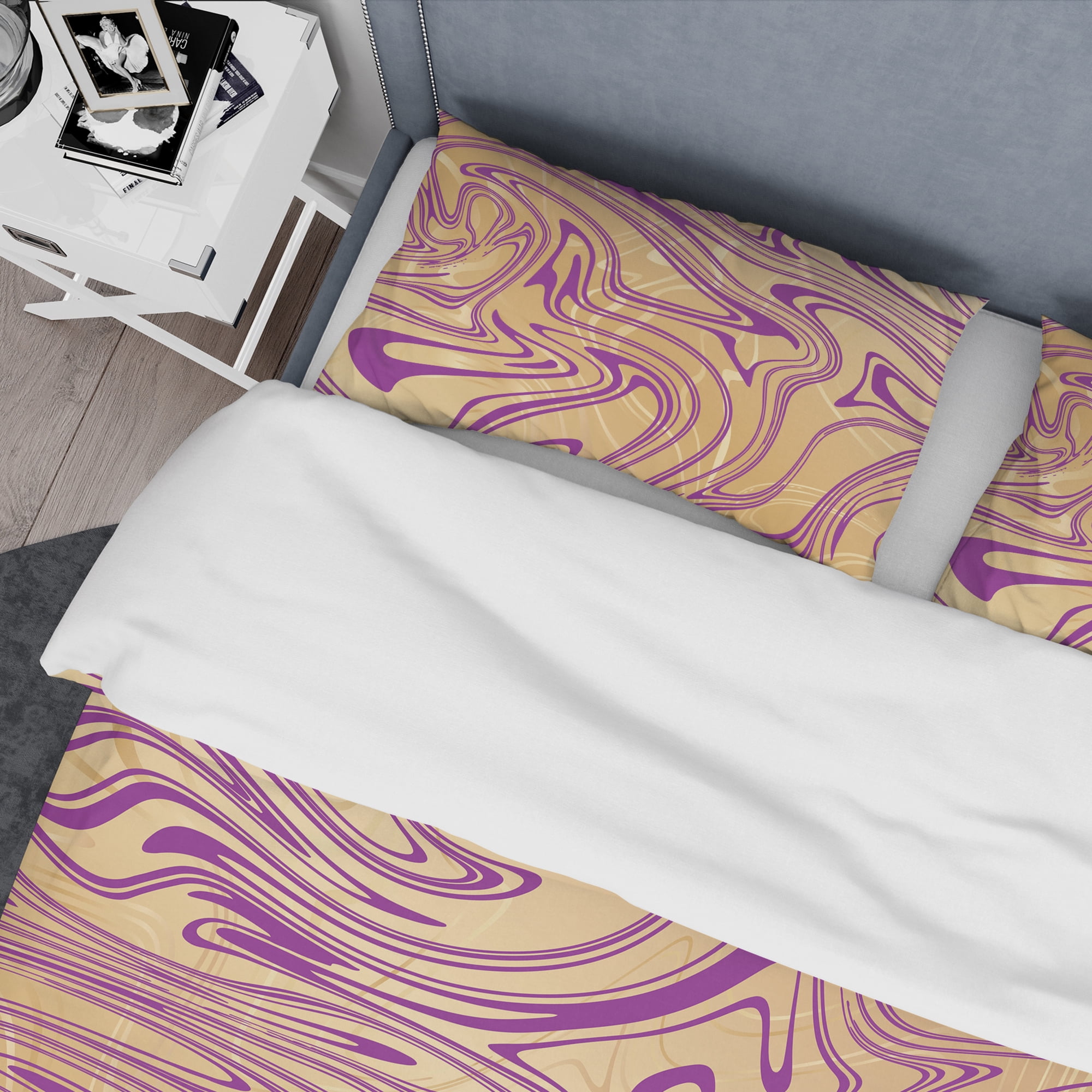 Designart 'Golden Marble Design V' Mid-Century Modern Duvet Cover Set
