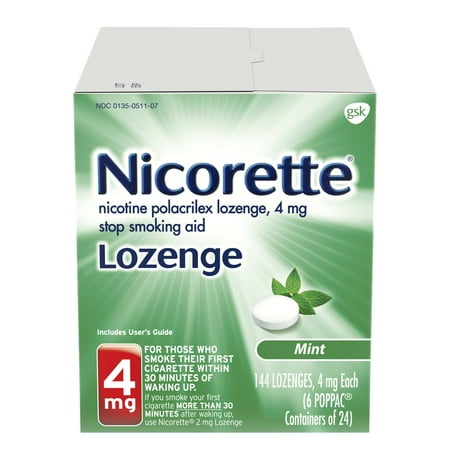 Nicorette Nicotine Lozenge to Stop Smoking, 4mg, Mint, 144