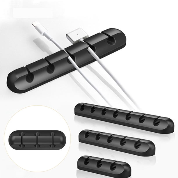 Soporte de cable Organizador de Silicona Macarena Flexible Clips de cable negro