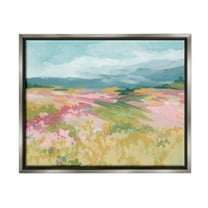 Stupell Industries Abstract Mountain Hills Landscape Painting Gray Floater Framed Canvas Art Print Wall Art, 21 x 17