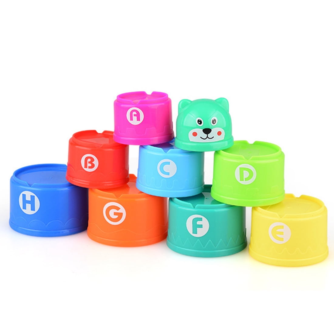 Educational Rainbow Stacking & Nesting Cups Baby Building Set. 9 Pieces
