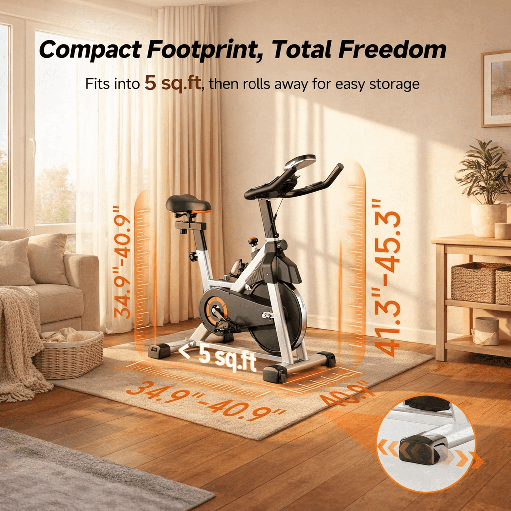 USLIM Magnetic Exercise Bike for Home, Silent Belt-Drive Stationary Bike with Brake Pad, Comfort Seat, 330 lb Capacity, Gray