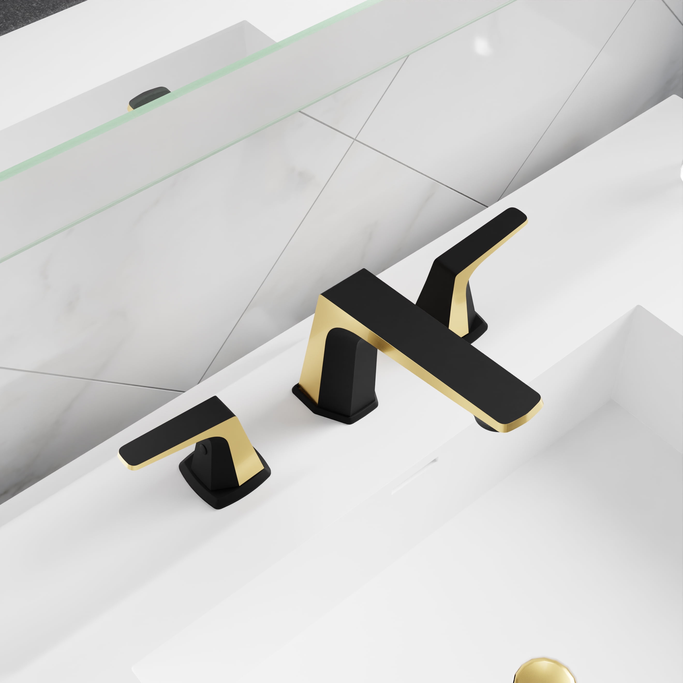 ANZZI 2-Handle 3-Hole 8 in. Widespread Bathroom Faucet With Pop-up Drain in Matte Black & Brushed Gold