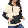 thumbnail image 4 of AskLazy Women's Long Sleeve Fall Side Spilt Hoodies with kangroo pocket Lightweight Sweatshirts,US SIZE,Colorblock Beige,XL, 4 of 23