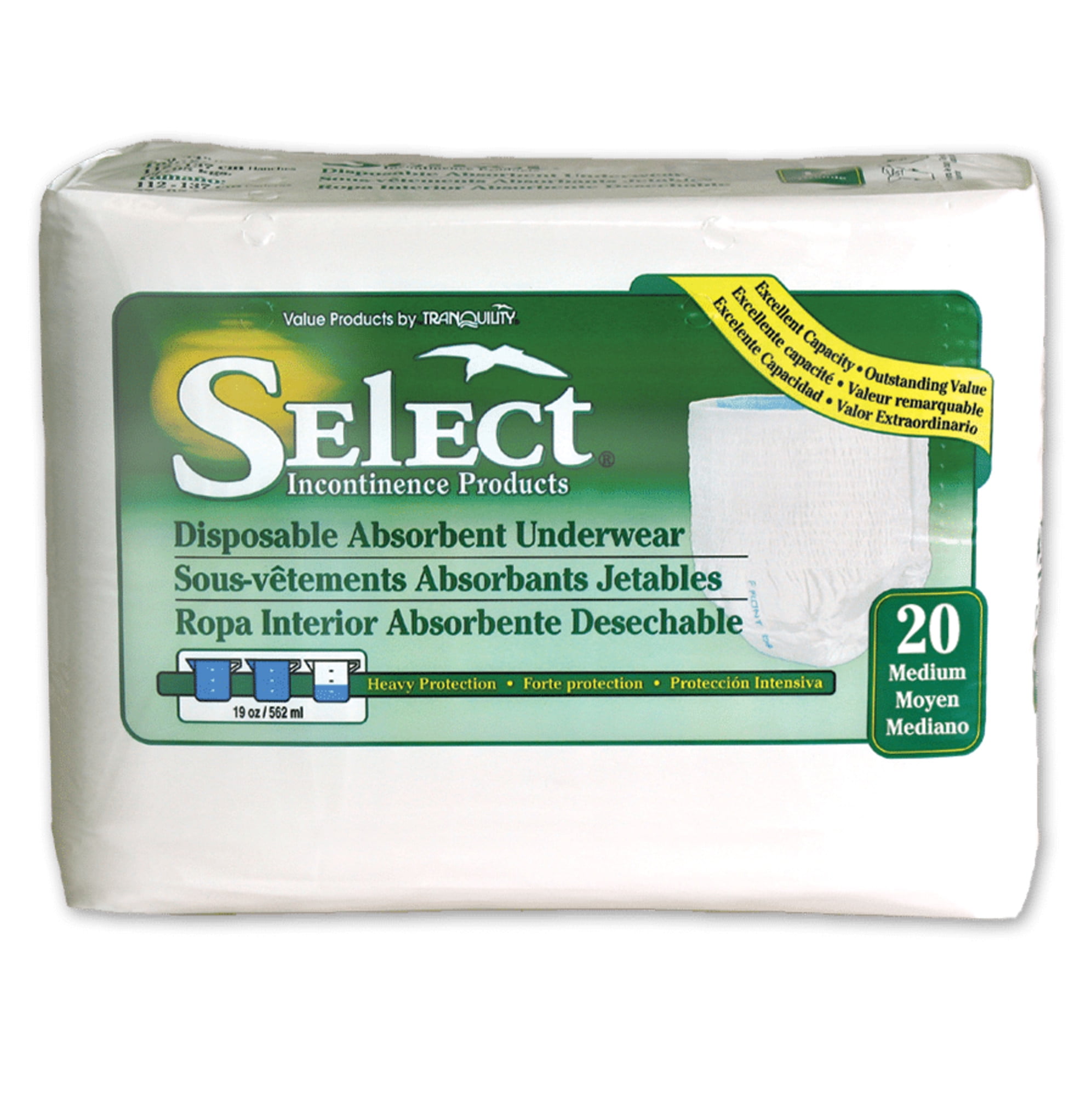 Select HEAVY Absorbency Adult Underwear M 2605 20/ Bag