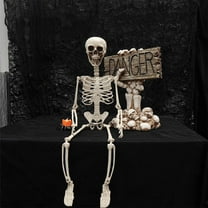 KOYPTL 20*70CM Posable Halloween Skeleton Decorations Full Body Halloween Skeleton with Movable Joints for Haunted House Props Decorations Holiday Party Indoor Outdoor Decor