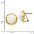 thumbnail image 4 of Auriga Fine Jewelry 14K Yellow Gold 14-15mm Pearl Omega Back Stud Earrings for Women (L- 22mm, W- 18mm), 4 of 5