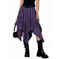 thumbnail image 2 of Women'S Renaissance Flowy Fairy Skirt Y2k Contrast Lace Layered Asymmetrical Midi Skirts Deep S, 2 of 9