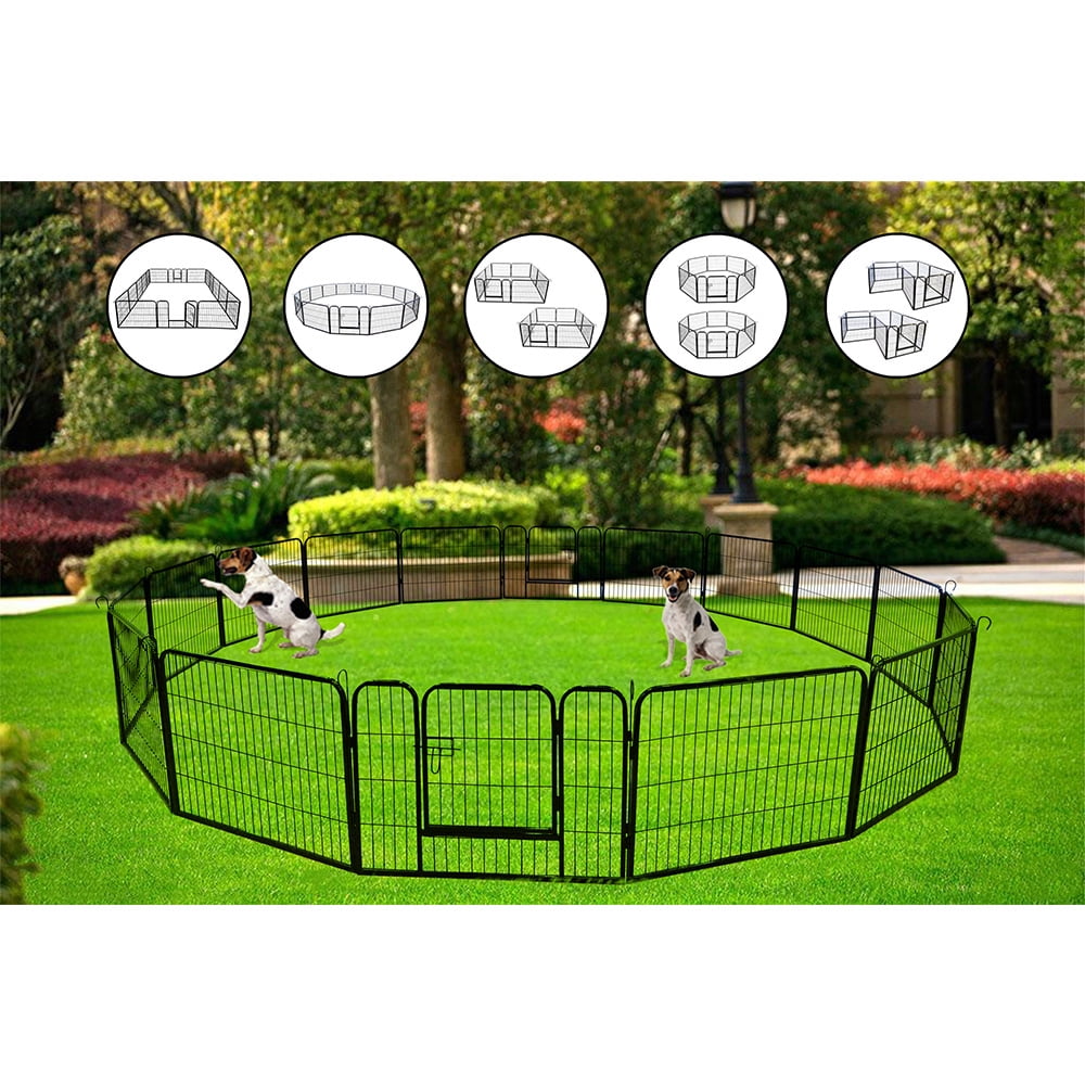 Kepooman 16 Panel Portable Folding Metal Pet Playpen for Kennel Dog, 24" * 32", Black Kepooman 16 Panel Portable Folding Metal Pet Playpen for Kennel Dog, 24" * 32", Black